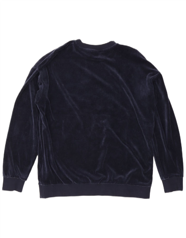 ADIDAS Womens Oversized Graphic Sweatshirt Jumper UK 12 Medium Navy Blue