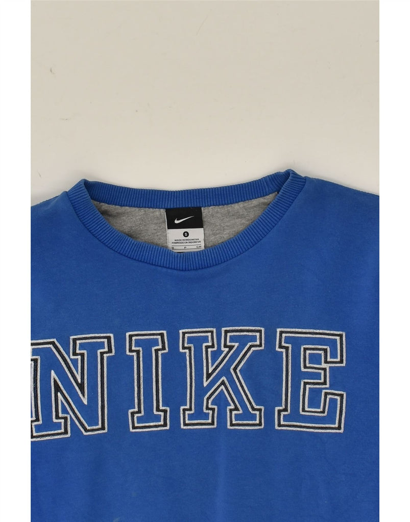 NIKE Mens Graphic Sweatshirt Jumper Small Blue Cotton | Vintage Nike | Thrift | Second-Hand Nike | Used Clothing | Messina Hembry 