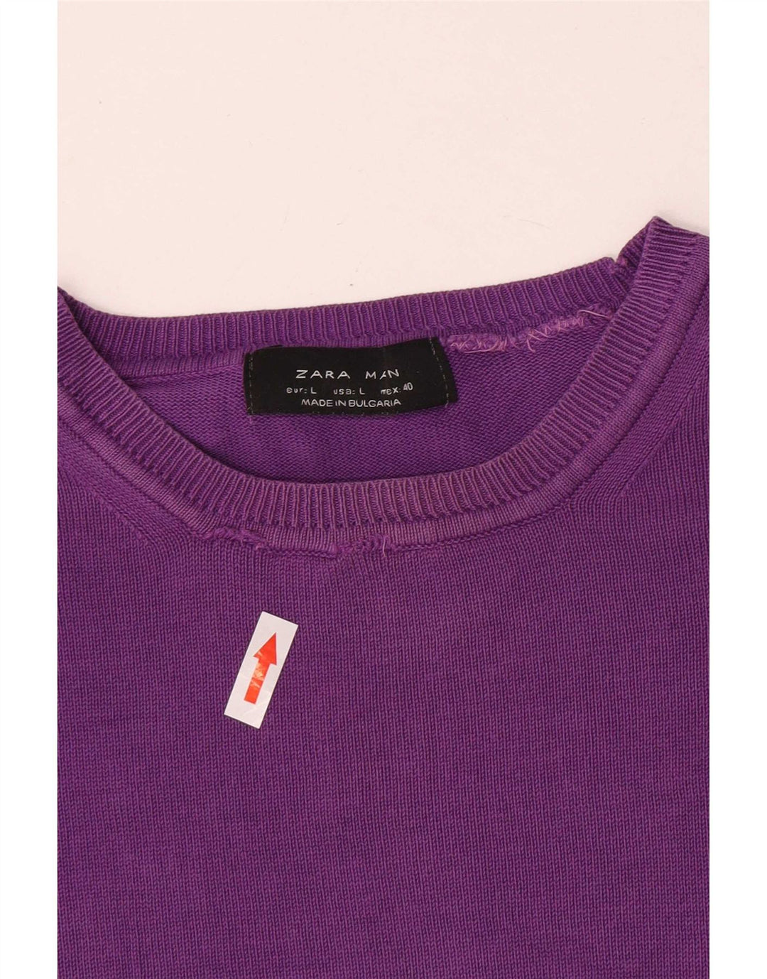 Zara Mens Crew Neck Jumper Sweater Large Purple Cotton