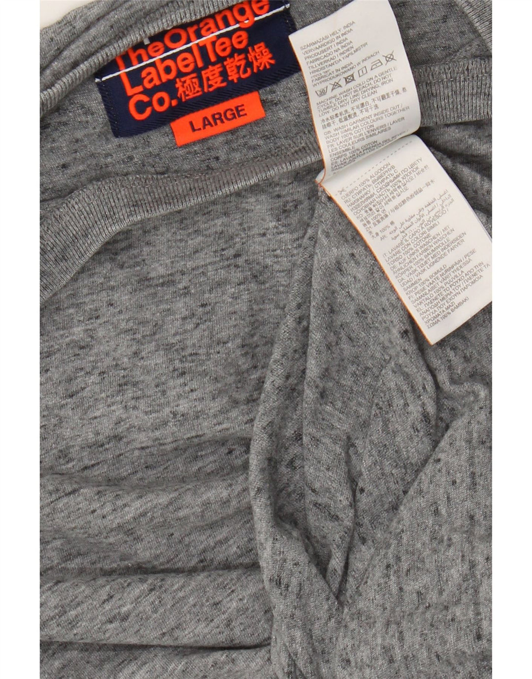 Superdry Mens T-Shirt Top Large Grey Flecked Cotton
