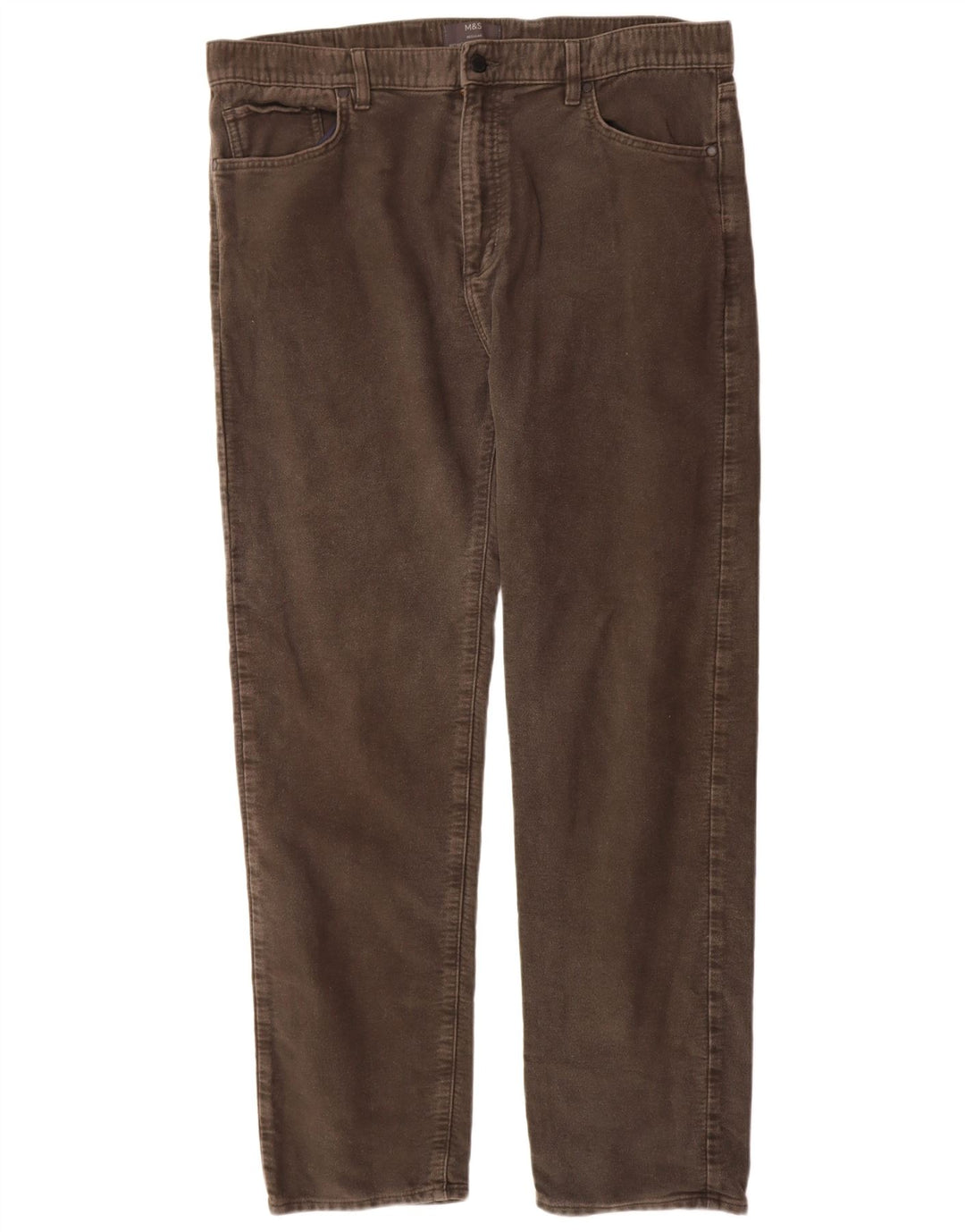 Marks & Spencer Mens Regular Casual Trousers W40 L33 Grey Cotton