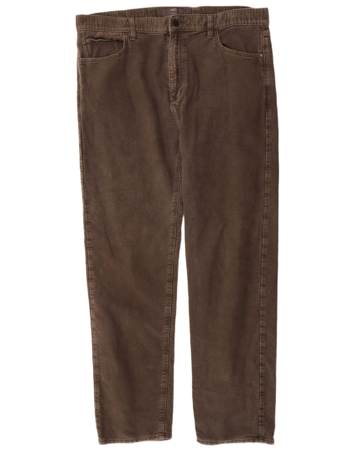 Marks & Spencer Mens Regular Casual Trousers W40 L33 Grey Cotton