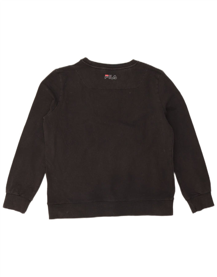 FILA Womens Oversized Graphic Sweatshirt Jumper UK 10 Small Black Cotton