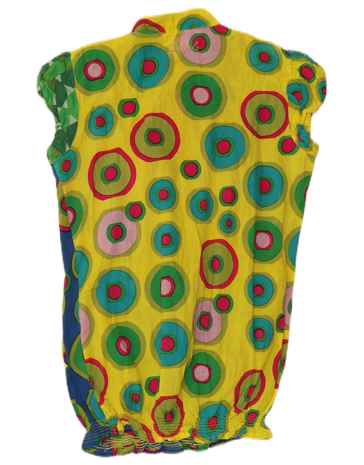 DESIGUAL Womens Blouse Top UK 10 Small Multicoloured Geometric Cotton