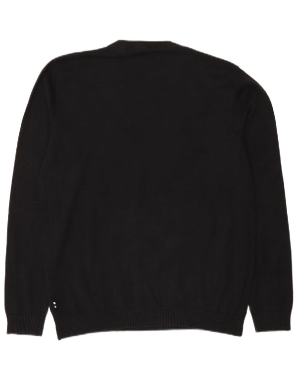 Jack & Jones Mens V-Neck Jumper Sweater Large Black Cotton