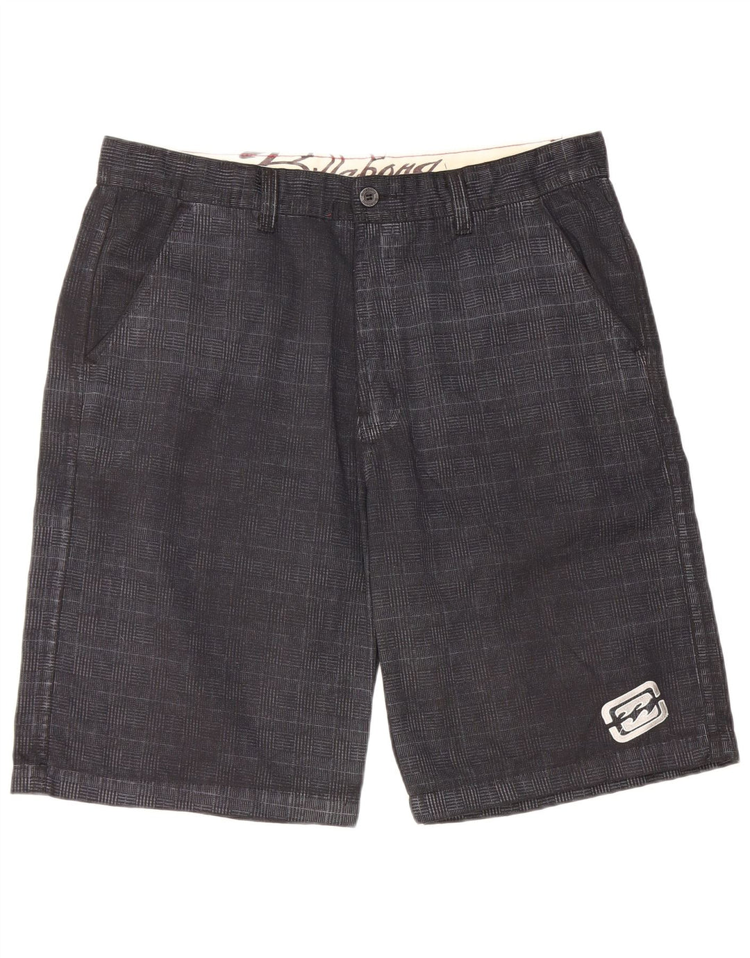 Billabong Mens Chino Shorts W40 XL Black Check Cotton