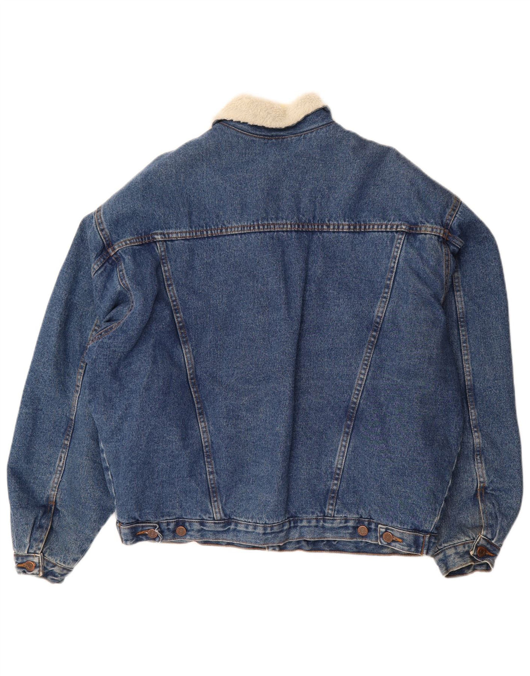Vintage Mens Denim Sherpa Jacket UK 42 XL Blue