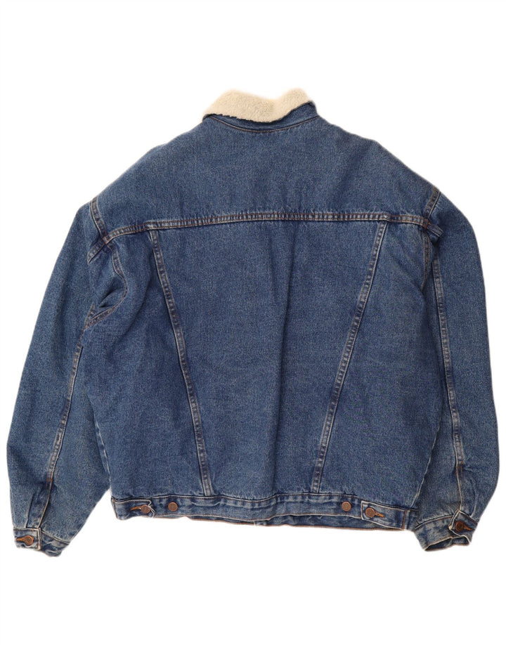 Vintage Mens Denim Sherpa Jacket UK 42 XL Blue