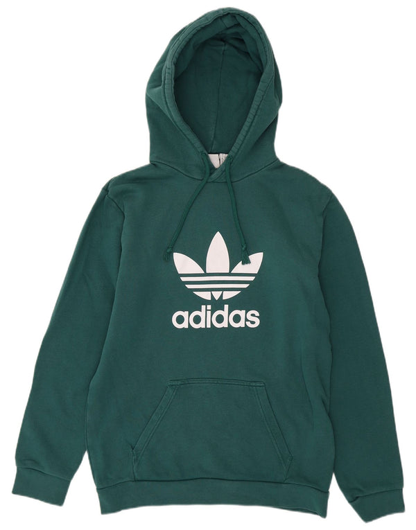 Adidas Mens Graphic Hoodie Jumper Small Green Cotton