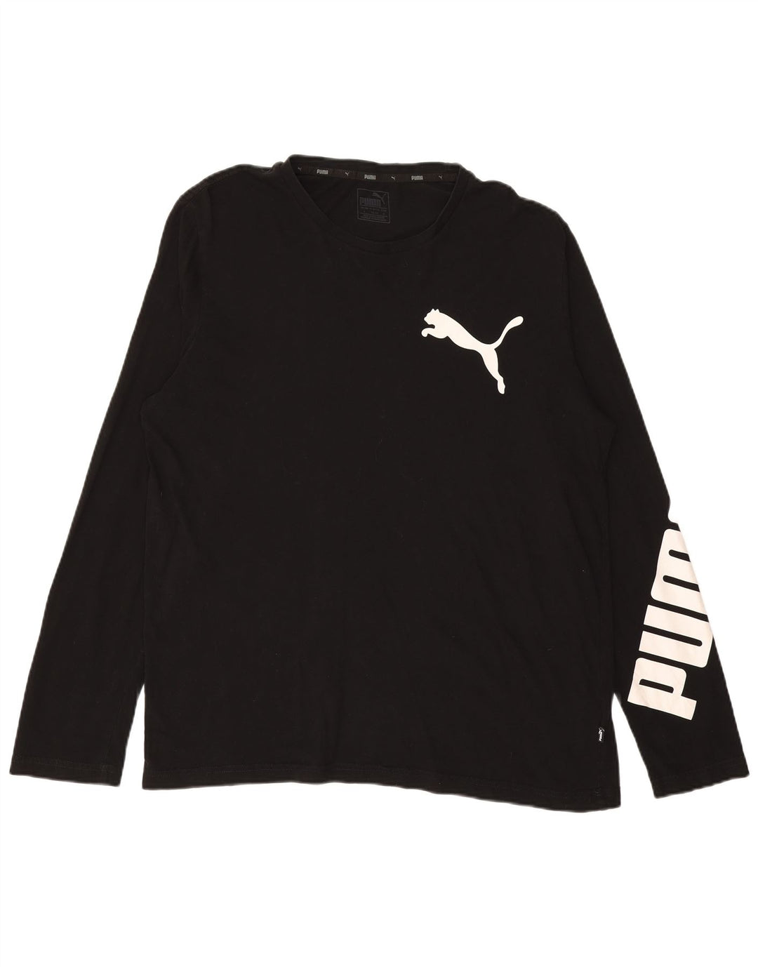 PUMA Mens Graphic Top Long Sleeve Large Black Cotton