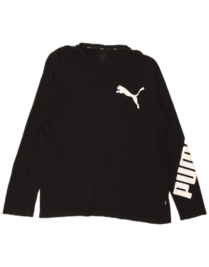 PUMA Mens Graphic Top Long Sleeve Large Black Cotton