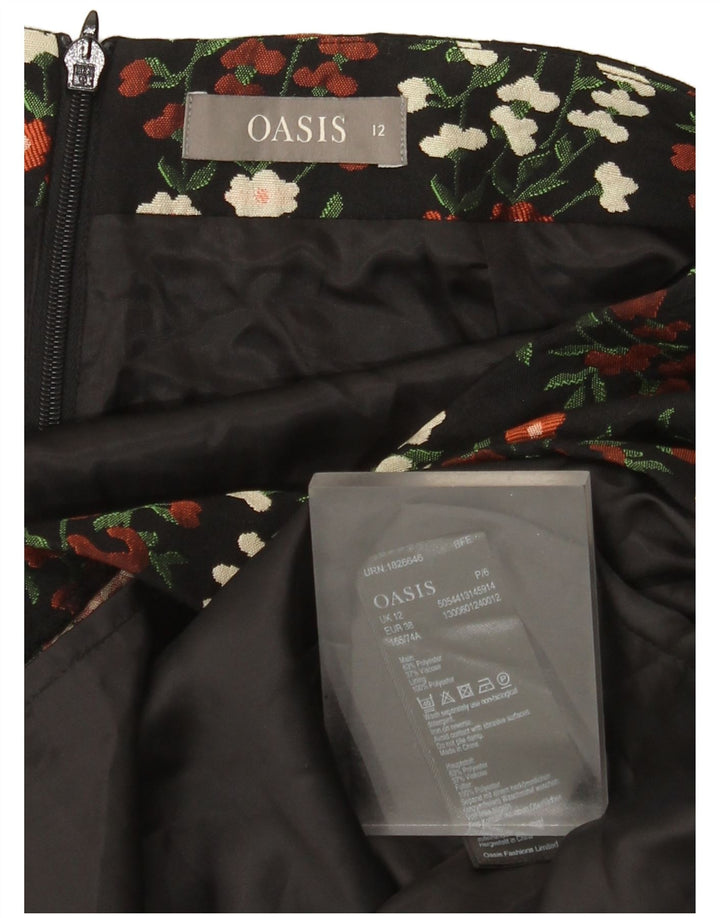 Oasis Womens Mini Skirt UK 12 Medium W30  Black Floral Polyester