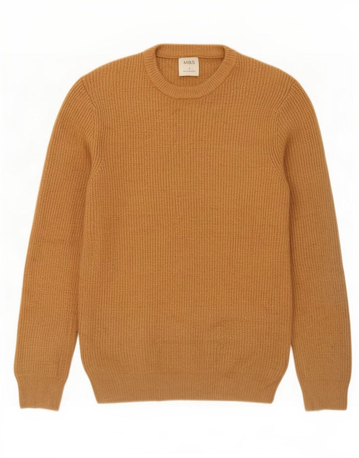 Marks & Spencer Mens Crew Neck Jumper Sweater Small Yellow Polyamide