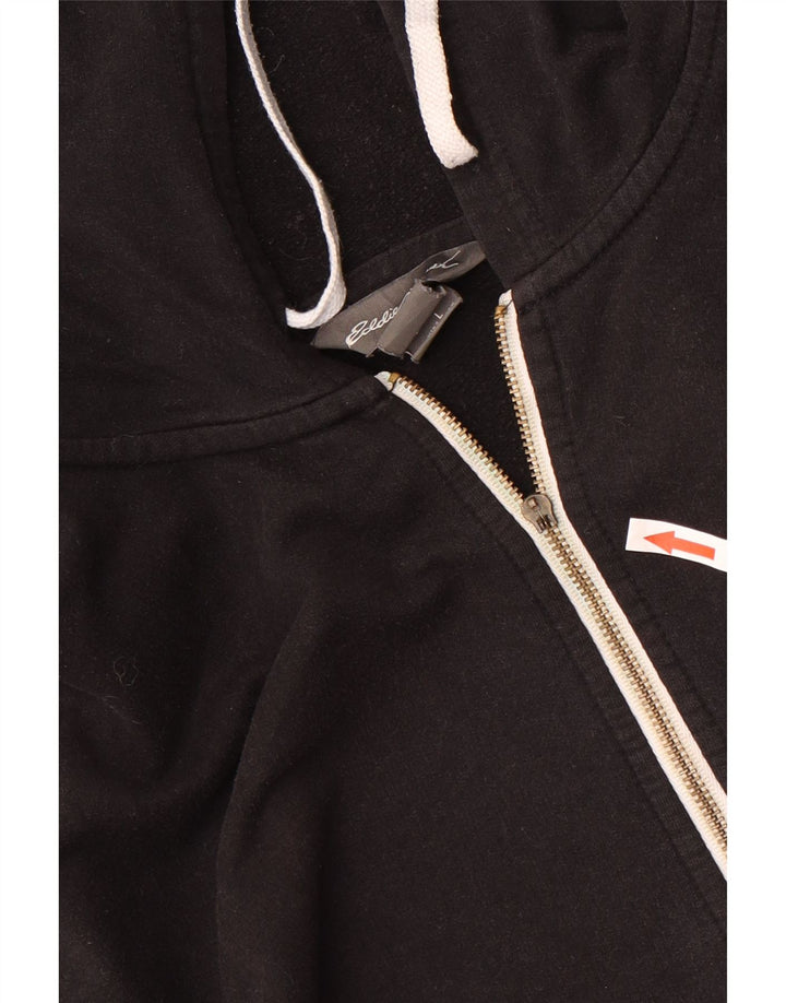 Eddie Bauer Mens Zip Hoodie Sweater Large Black Cotton