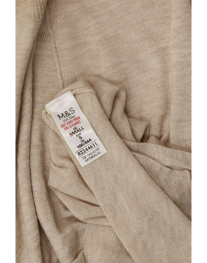 Marks & Spencer Womens Crew Neck Jumper Sweater UK 10 Small Beige Viscose