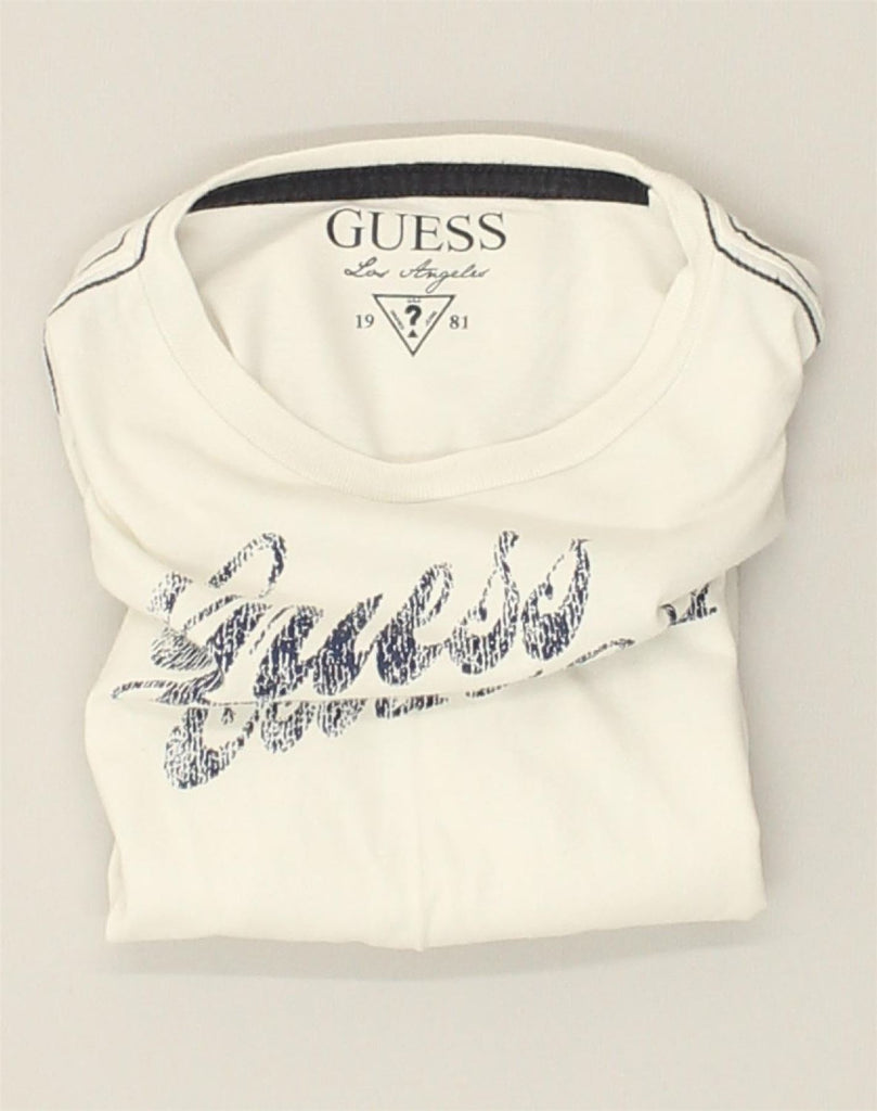 GUESS Girls Graphic Top Long Sleeve 5-6 Years White Cotton | Vintage Guess | Thrift | Second-Hand Guess | Used Clothing | Messina Hembry 