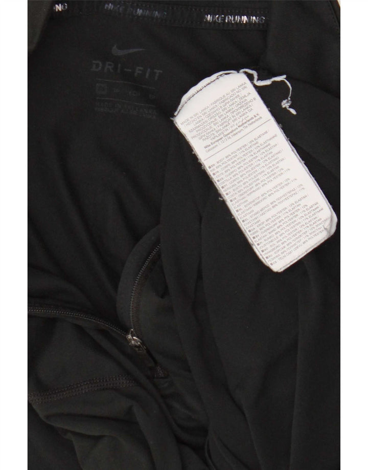 Nike Womens Dri Fit Zip Neck Pullover Tracksuit Top UK 6 XS Black Polyester