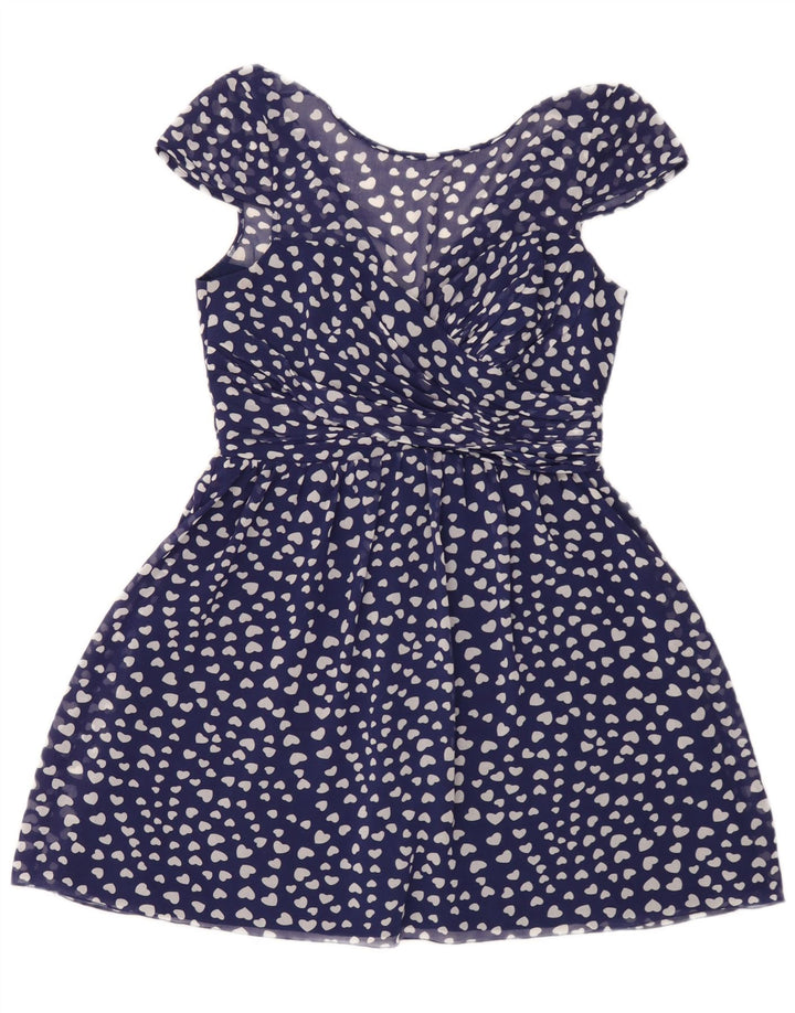 Lipsy Womens Abstract Pattern A-Line Dress UK 12 Medium  Blue Polyester