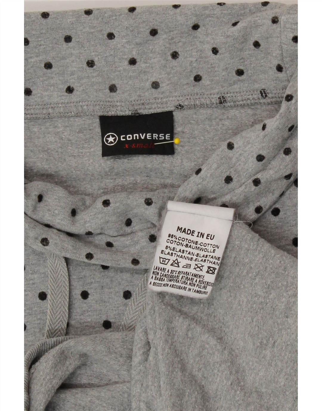 Converse Womens Sweatshirt Jumper UK 6 XS Grey Spotted Cotton