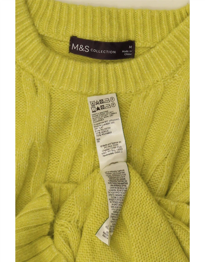 Marks & Spencer Womens Crew Neck Jumper Sweater UK 14 Medium Yellow
