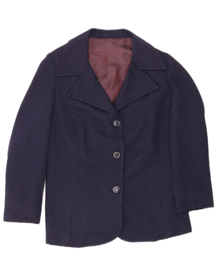 Vintage Womens 3 Button Blazer Jacket UK 14 Medium Navy Blue