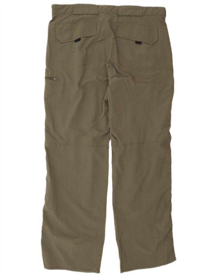 Eddie Bauer Mens Straight Cargo Trousers W36 L34 Khaki Polyester