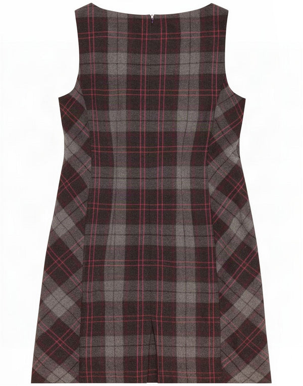 Laura Ashley Womens Sleeveless Shift Dress UK 14 Large Grey Check Polyester
