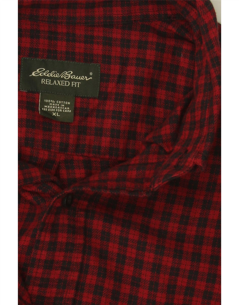EDDIE BAUER Mens Relaxed Fit Flannel Shirt XL Red Check Cotton Vintage Eddie Bauer and Second-Hand Eddie Bauer from Messina Hembry 