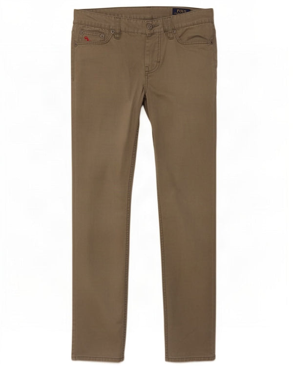 Polo Ralph Lauren Boys Slim Casual Trousers 9-10 Years W25 L27 Khaki Cotton