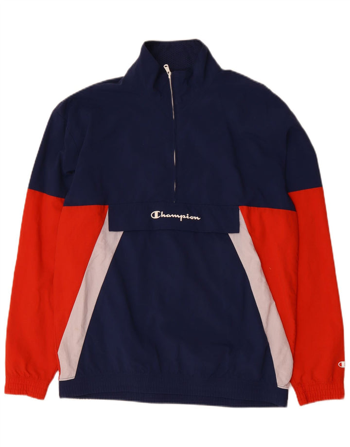 Champion Mens Anorak Jacket UK 38 Medium Navy Blue Colourblock Polyamide