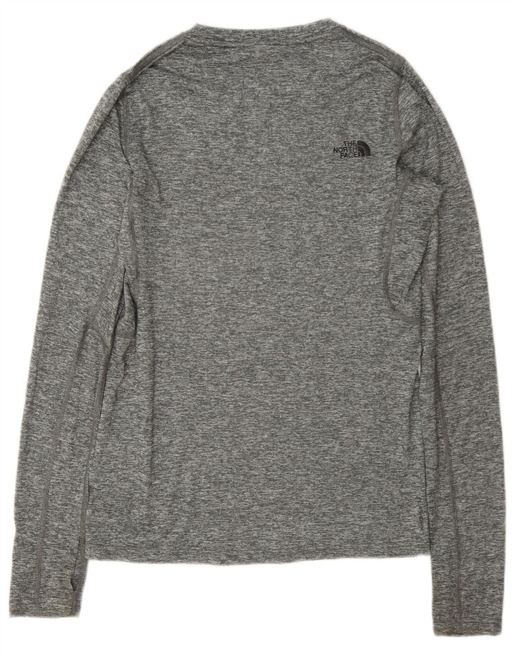The North Face Womens Top Long Sleeve UK 6 XS Grey Flecked Polyester