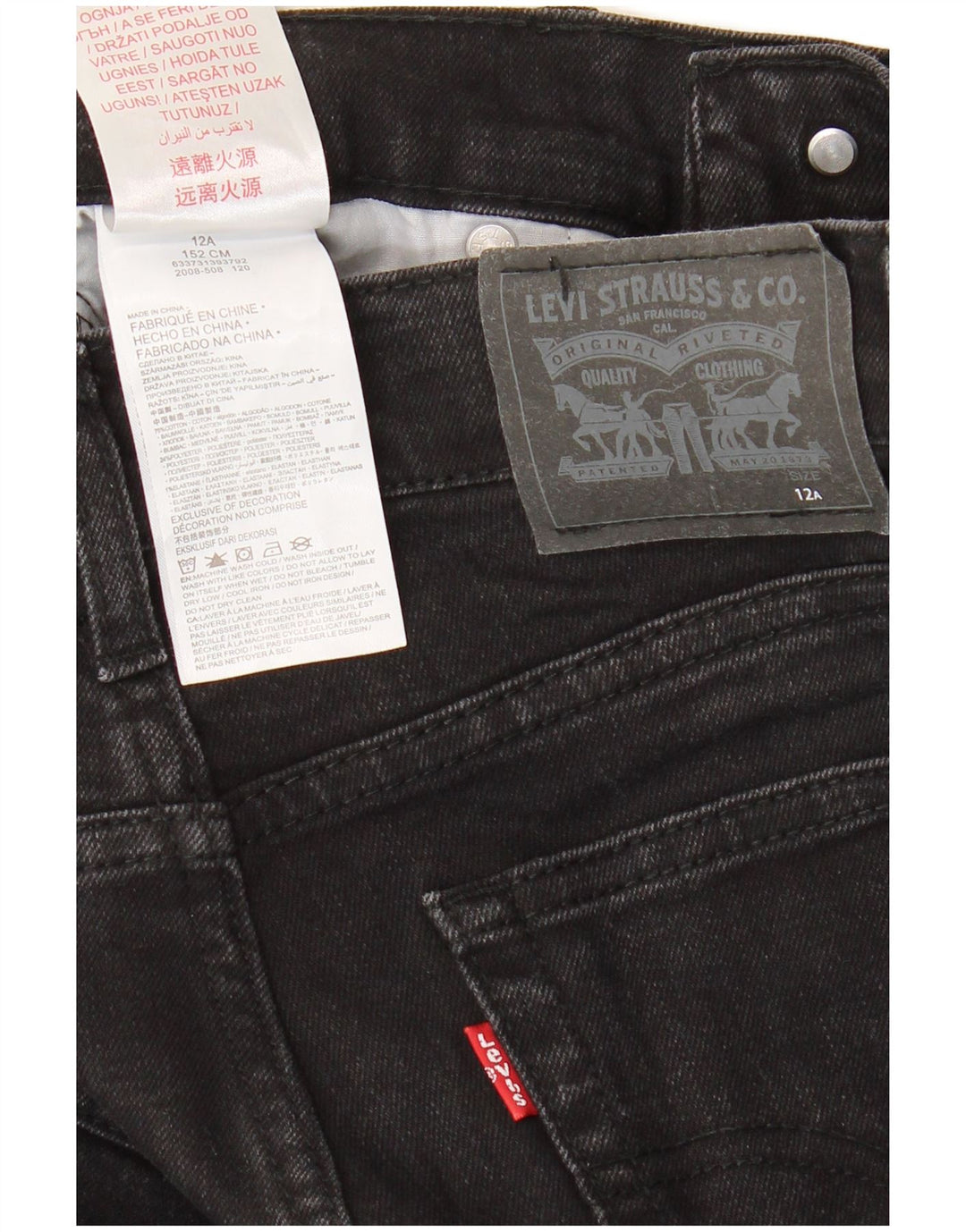 LEVI'S Boys 510 Skinny Jeans 11-12 Years W28 L27 Black Cotton