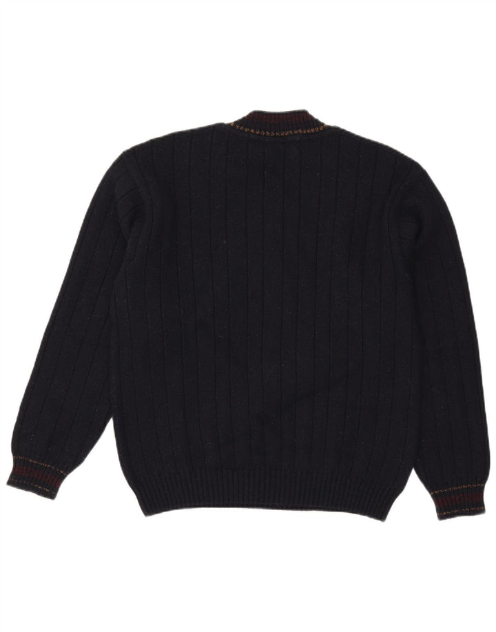 Il Granchio Mens V-Neck Jumper Sweater Large Navy Blue Wool
