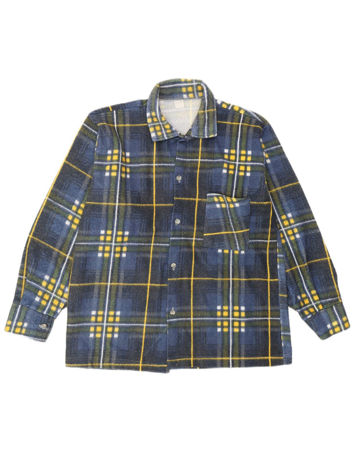 Vintage Mens Flannel Shirt Medium Blue Check