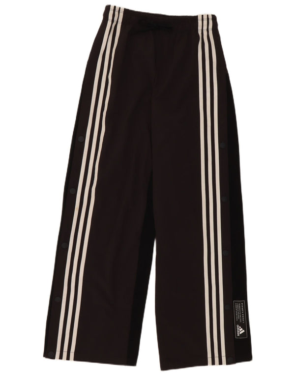 Adidas Womens Wide Leg Tracksuit Trousers UK 4/6 XS Black Polyester