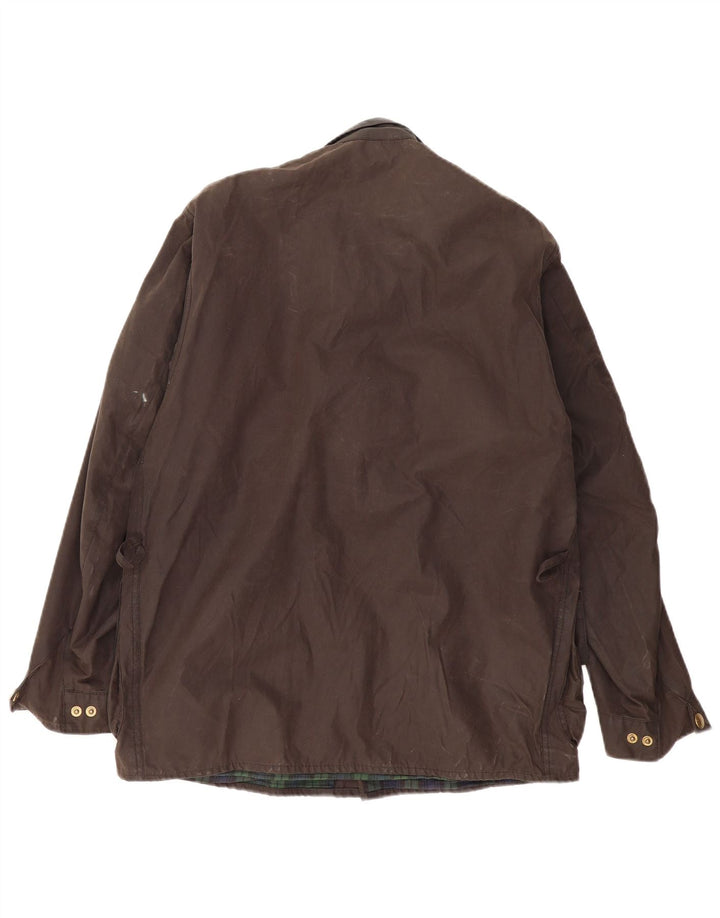 BARBOUR Mens Waxed Cotton Jacket Size 38 Small Brown Cotton