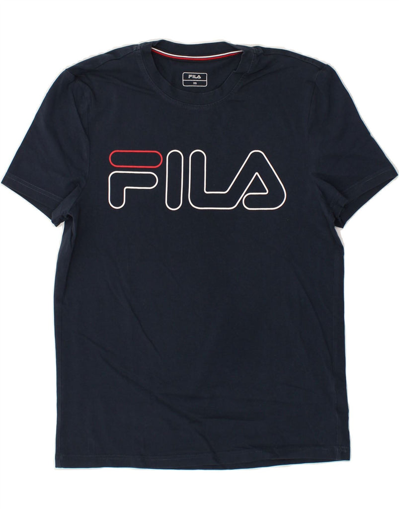 FILA Mens Graphic T-Shirt Top XS Navy Blue Cotton | Vintage Fila | Thrift | Second-Hand Fila | Used Clothing | Messina Hembry 