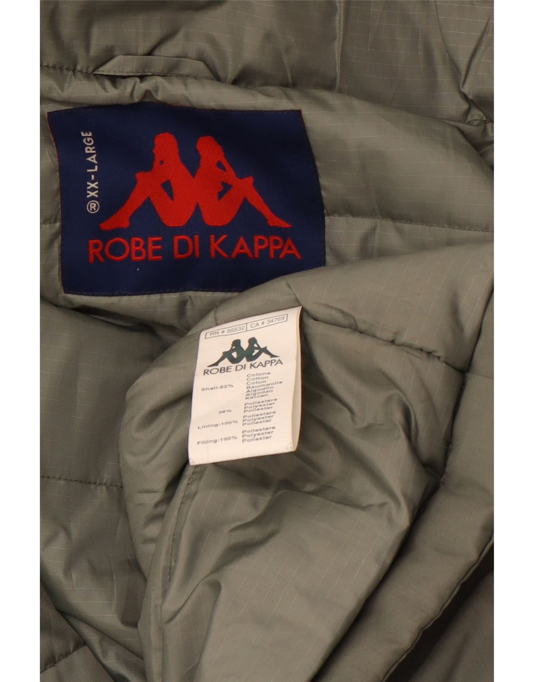 KAPPA Mens Padded Jacket UK 44 2XL Green Cotton