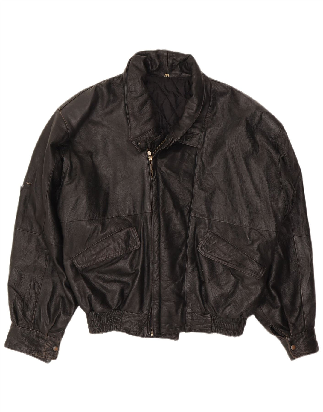 Vintage Mens Leather Jacket IT 54 2XL Black Leather