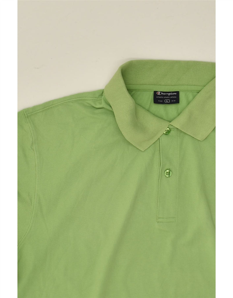 CHAMPION Mens Polo Shirt Large Green Cotton | Vintage Champion | Thrift | Second-Hand Champion | Used Clothing | Messina Hembry 