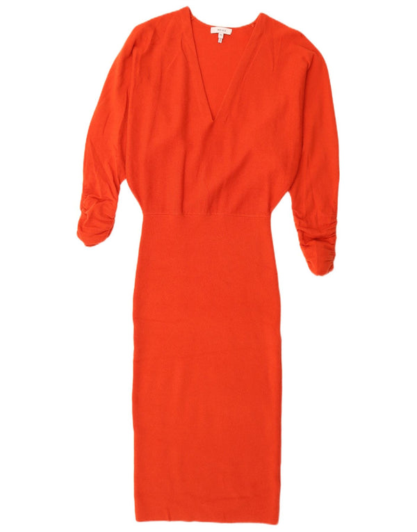 Reiss Womens 3/4 Sleeve Maxi Jumper Dress UK 6 XS Orange