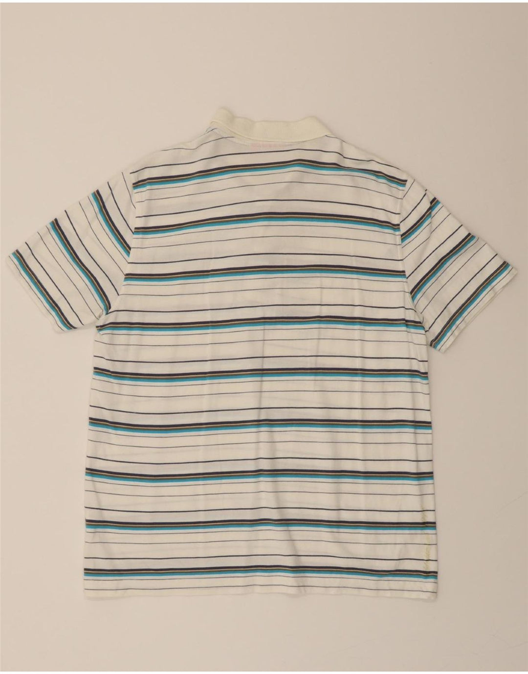 PUMA Mens Polo Shirt XL White Striped Cotton Vintage Puma and Second-Hand Puma from Messina Hembry 