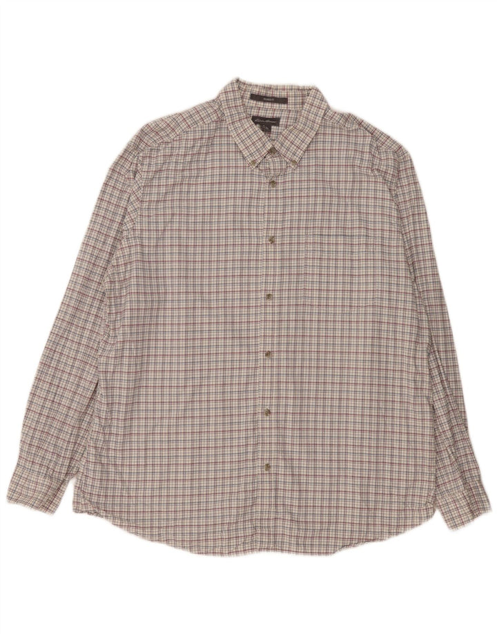 Eddie Bauer Mens Relaxed Fit Shirt XL White Check Cotton