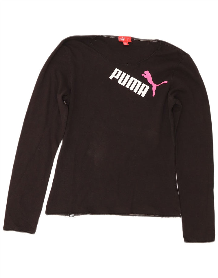 Puma Womens Graphic Top Long Sleeve UK 10 Small Black