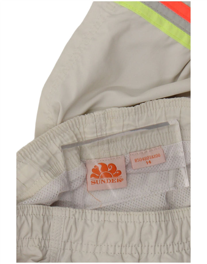 SUNDEK Boys Graphic Swimming Shorts 13-14 Years White Colourblock