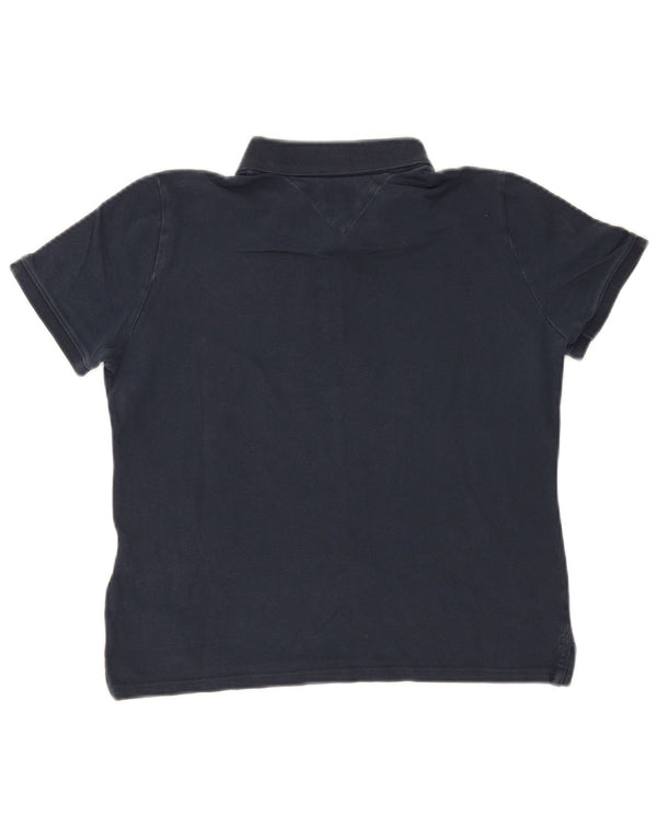 Tommy Hilfiger Womens Polo Shirt UK 12 Medium Navy Blue Cotton