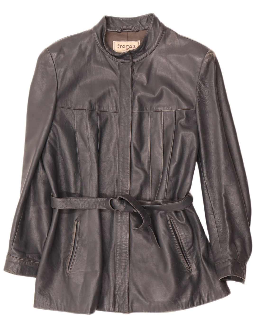 Vintage Womens Leather Jacket IT 48 XL Grey Leather