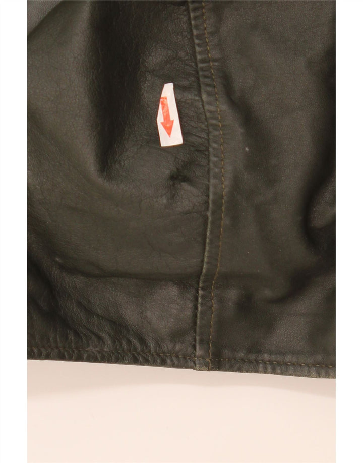 Morris  Mens Hooded Leather Jacket IT 52 XL Green Leather