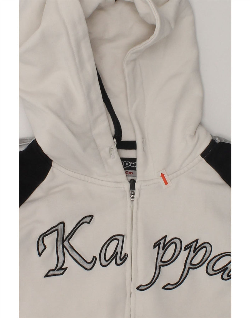 KAPPA Boys Graphic Zip Hoodie Sweater 5-6 Years Small White Colourblock | Vintage Kappa | Thrift | Second-Hand Kappa | Used Clothing | Messina Hembry 