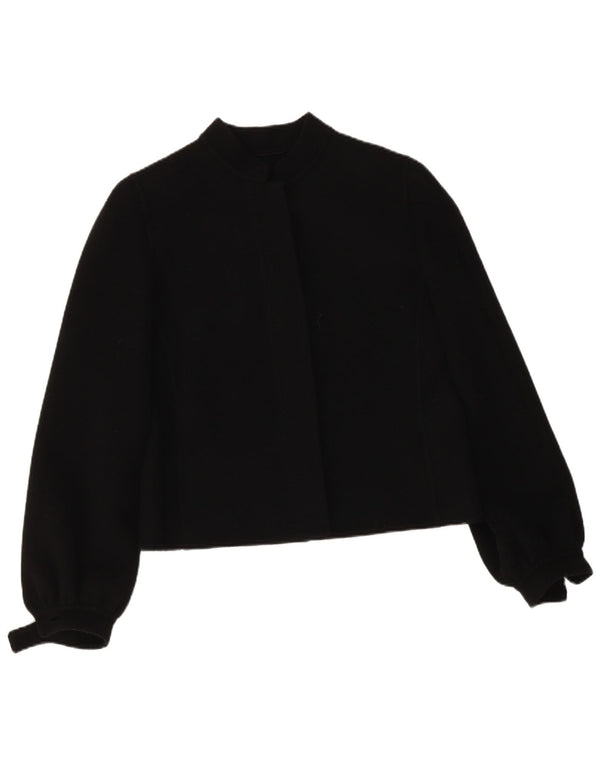 Vintage Womens Bomber Jacket IT 46 Large Black Wool